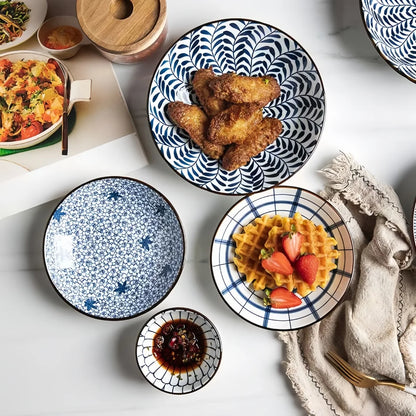 Japanese - style blue and white hand - painted 4.5 - inch ceramic bowl, retro - style rice bowl for home use. | Kimlud...