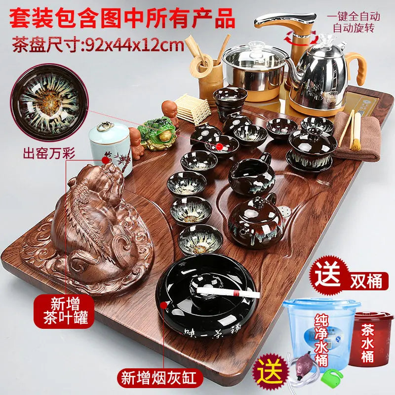 Luxury Rectangle Tea Tray Hospitality Ceremony Serving Accessories Drainage Tea Tray Chinese Kung Fu Bandejas Home...