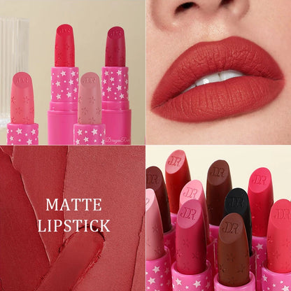 9 Colors Waterproof Rose Red Velvet Matte Lipstick Moisturizing Long Lasting Stars Not Easy To Fade Nude Lip Tint Black...