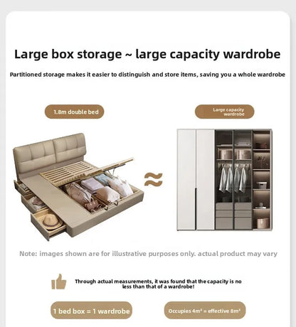 Soft package master bedroom, high-end and atmospheric storage with storage drawers, modern, simple and convenient double bed