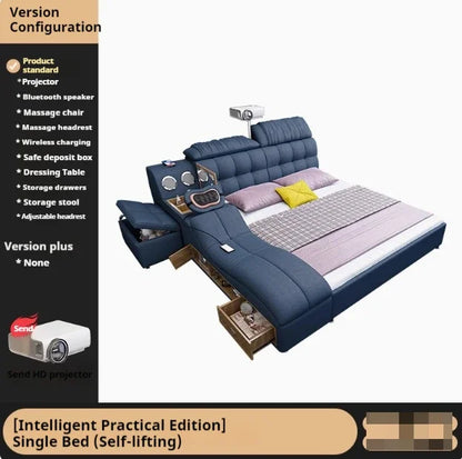 Nordic Smart Modular Double Bed Master Storage Luxury Designer Double Bed Multifunctional Leather Camas Matrimonial Furniture