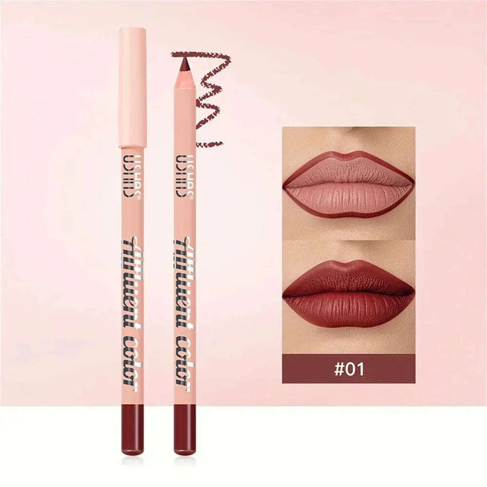 8 Color Nude Purple Matte Lipstick Pencil Long-lasting Waterproof Pink Plumping Stain Lip Liner Pro Lip Contour Makeup Tool