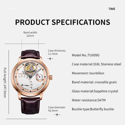 TOPHILL High Quality Men's Tourbillon Automatic Self-wind Movement Men's Mechanical Wristwatch 5Bar Waterprrof Sapphire...