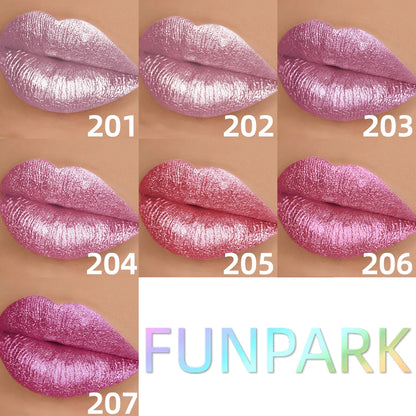 Metallic Glitter Lipstick 3 Color Waterproof Lip Balm Red Long Last Lip Tint Matte Lip Makeup Gifts Shiny Lip Gloss...
