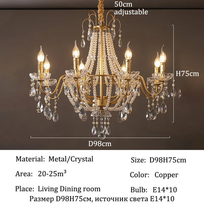French Luxury Crystal Pendant Lights Ceiling Pendant Lamp Suspension Chandelier for Living Room Chandeliers Ceiling Light Lustre - Kimlud