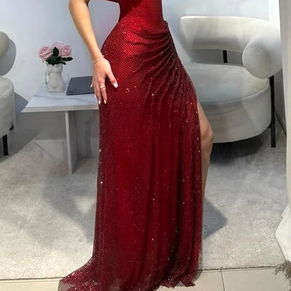 Sharon Said Elegant Wine Red Tulle Off Shoulder Mermaid Prom Dress Evening Party Gowns SH570 Customized | Kimlud Luxury Dress