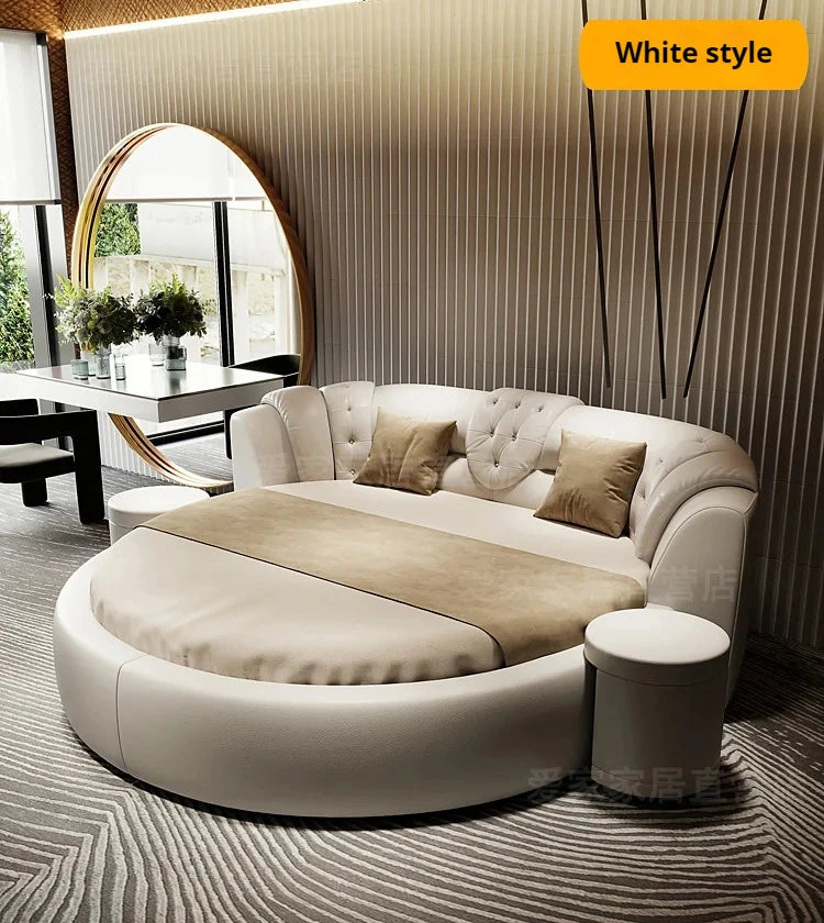 European Style Large Double Bed Round Modern Minimalist Princess Double Bed Luxury Human Camas De Dormitorio Bedroom...
