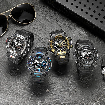 SMAEL Men Watches  50m Waterproof Sports Watch Military Man Sports Watch Digital 8072 Dual Display Watch  Quartz  Led Digital