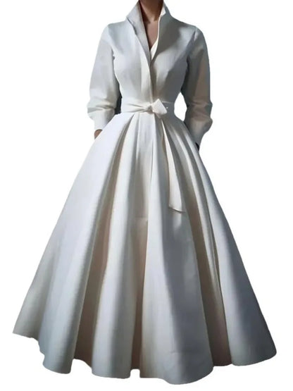 Eshin Stand Collar Long Sleeve Loose High Waist With Belt Dresses For Women 2025 Spring Fashion Female New Dress TH8734