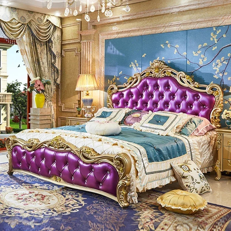 Luxury Human Bedroom Set Wooden Sleeping Letti E Mobili Nordic Furniture Large Princess Master Bedroom Set Double Villa High - Kimlud