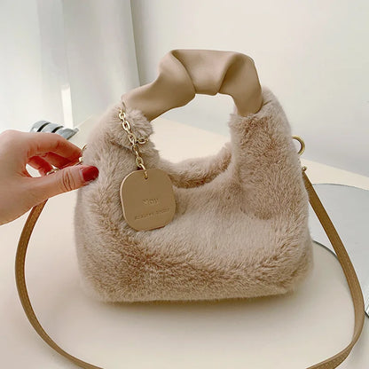 New Woman Soft Plush Handbags Shoulder Bag Fashion Autumn And Winter Korean Version Simple Crossbody Bags For Traveling Shopping