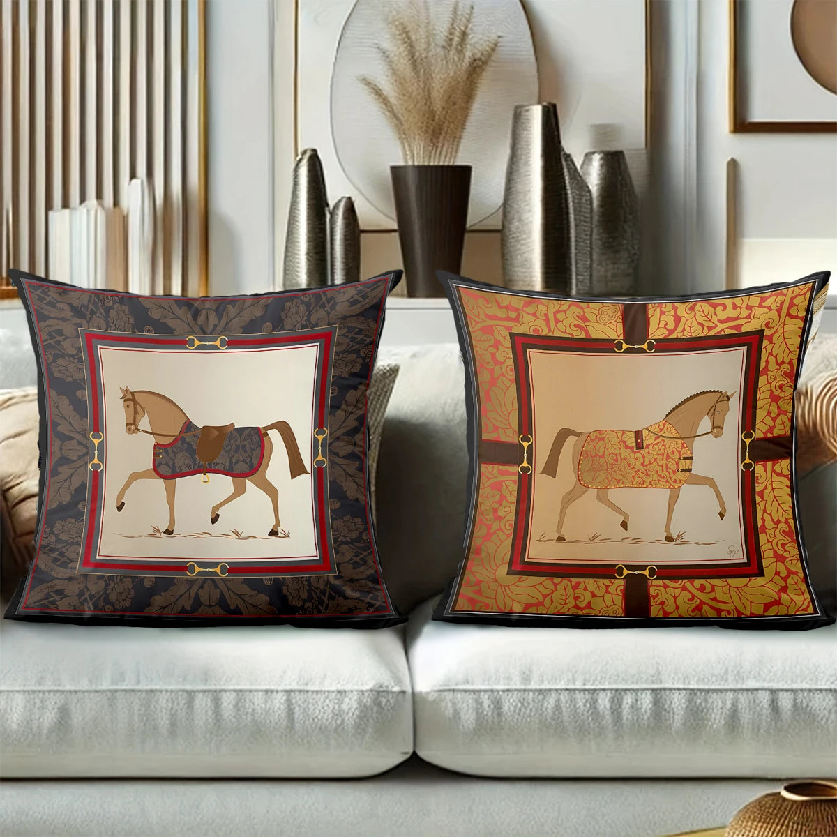 Stylish Horse Patterned Cushion Covers For Home Decor Polyester pillowcase, sofa decorative cushion cov Headboard Pillow...