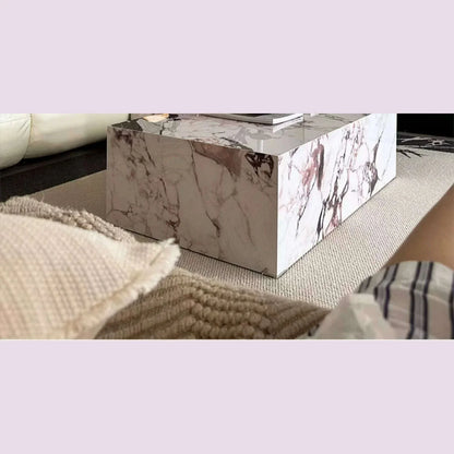 Luxury Stone Coffee Table, Nordic French Retro Design, Compact Corner Table Set for Small Space Living Room, High-End Side Table