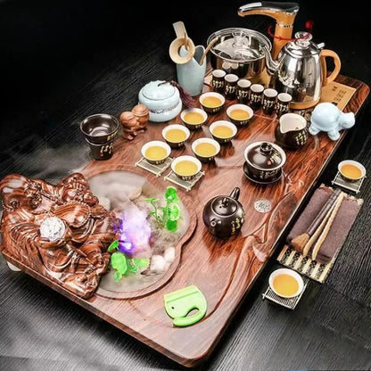 Luxury Rectangle Tea Tray Hospitality Ceremony Serving Accessories Drainage Tea Tray Chinese Kung Fu Bandejas Home...