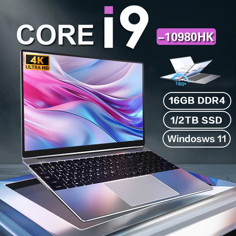 2026 New Core i9 10980HK Portable Gaming Laptop Computer 16GB DDR4 1/2TB SSD Windows 11 Pro 1920*1080P Office Gaming PC...