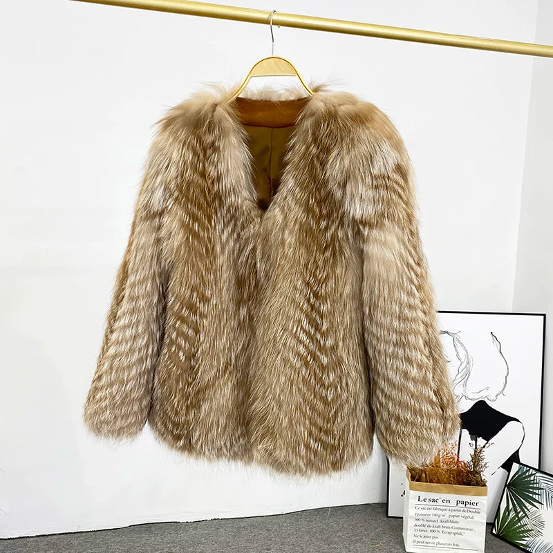 2025 New Imported Silver Fox Young Style Fox Fur Korean Style Fur Coat Women's Short Style Small Clip leather craft