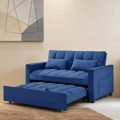 3-in-1 Convertible Sleeper Sofa Bed Adjustable Velvet Pull Out Loveseat Side Pocket Living Room Black Customized |...