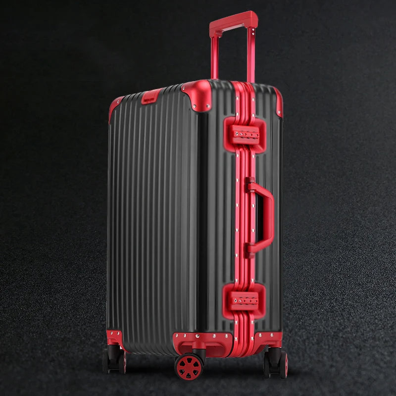 100% Aluminum Suitcase Cabin 20/26/30 inch TSA Customs Lock Aluminum Carry on Luggage Metal Hard Trolley Case Travel Suitcases