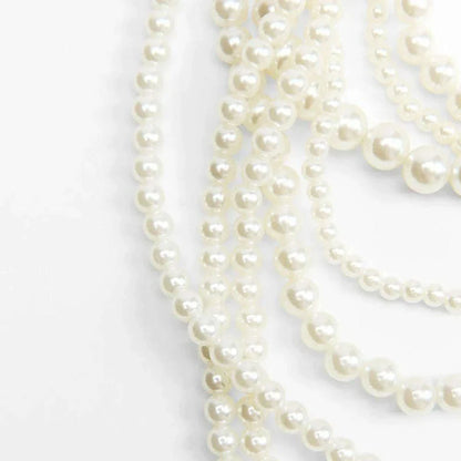 Girlgo Zaa MULTI-STRAND FAUX PEARL NECKLACE,Autumn Suit Sweater, Long Necklace, Daily Shopping Wedding Jewelry