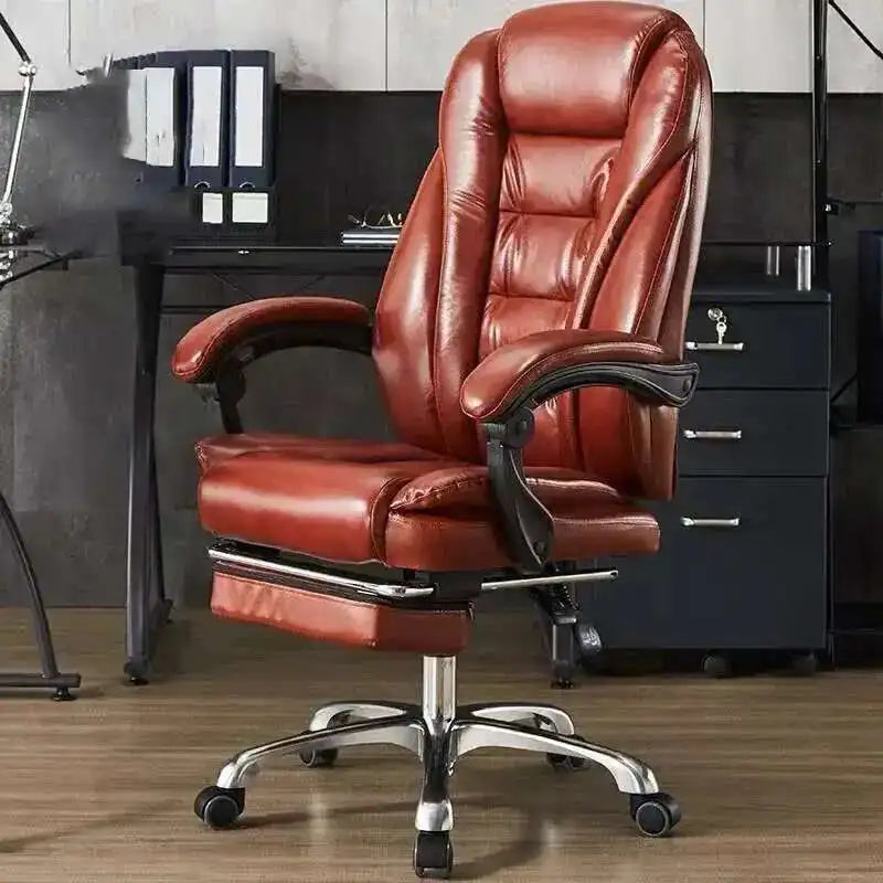 Executive Seat Office Chair Leather Study Wheels Modern Hand Relax Armchairs Library Fashion Cadeira Presidente Office Furniture - Kimlud