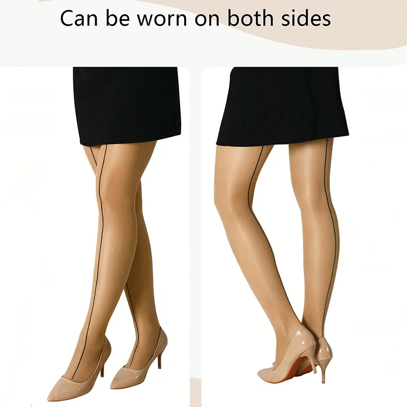 S-XL Plus Size 1 Pairs Backseam Sheer Tights For Women 2025 Spring 30D High Waist Control Top Pantyhose with Reinforced Toes