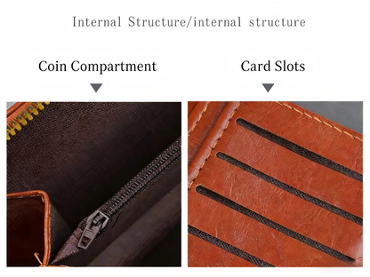 HOMEFISH Vintage Oil Wax PU Leather Clutch Wallet Large Capacity Phone Purse Ladies Wristband Simple Card Holder Pouch Bag