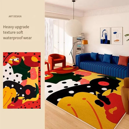 VIKAMA Ins Dopamine Abstract Living Room Sofa Rug Advanced Sound Insulation Waterproof Non-Slip Bedroom Bed Cushion Home Decor - Kimlud