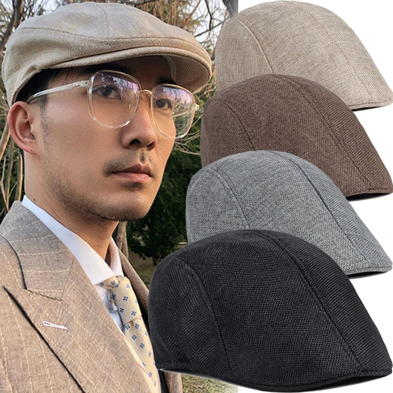 Men Spring and Summer Berets British Style Beret Hat Retro England Hats Male Fashion Hats Peaked Painter Caps for Dad