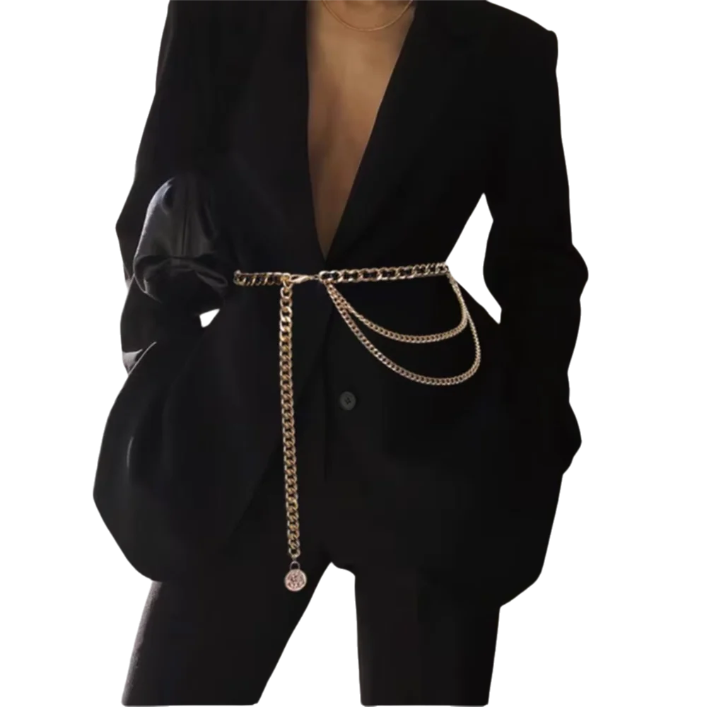 Fashion Metal Waist Chain Chain Strap Rope Adjustable Waist Belt Dress Shirt Decoration Waistband Women Waistband