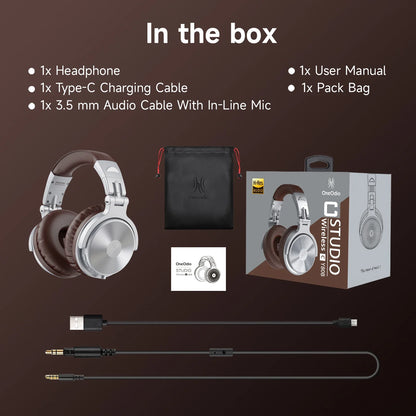 Oneodio Upgrade Pro C Wireless Bluetooth 5.2 Headphones Over Ear Type C Sport Bluetooth Headset With Mic Hi-Res Audio 110Hrs