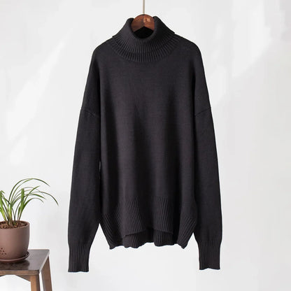 2024 Autumn and Winter New Thick Cashmere Sweater Women High Neck Pullover Sweater Warm Loose Knitted Base Sweater Jacket Tops