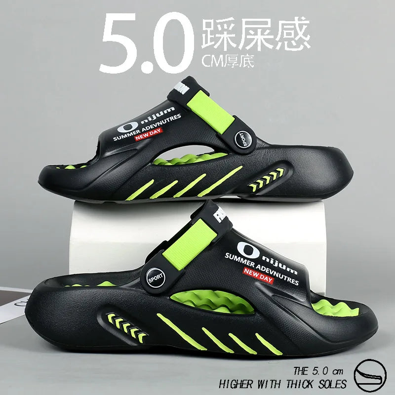 Comwarm New Men Massage Slippers Slides Indoor Outdoor Sandals Beach Casual Shoes Comfortable Sole Men's Slippers Big Size 38-47