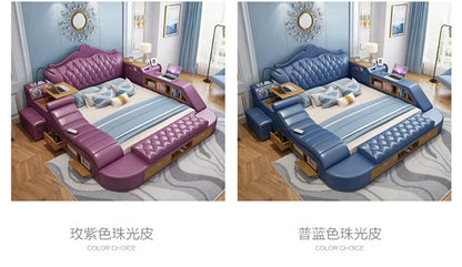 Headboard Storage Double Bed Queen Drawers King Size Smart Bed Luxury Princess Modern Letto Matrimoniale Bedroom...