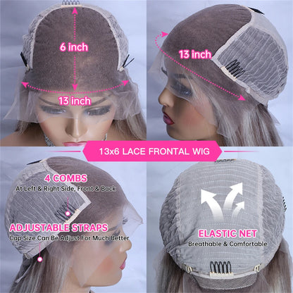 Ash Blonde Highlight Lace Frontal Wig Pre Plucked 13x6 Transparent Lace Front Human Hair Wigs For Women Bone Straight Lace Wigs