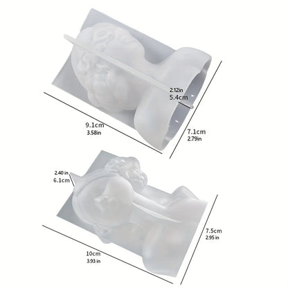 3D Candle Silicone Mold Closed Eye Girl Cover Eyes Girl Mold DIY Plaster Statue Mold Aromatherapy Candle Lamp Candlesticks