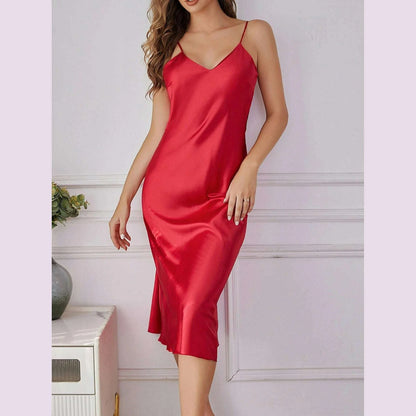 Women's Soft Satin Camisole Elegant Sheer Sleepwear Luxury Nightdress Lightweight Loungewear All-Season