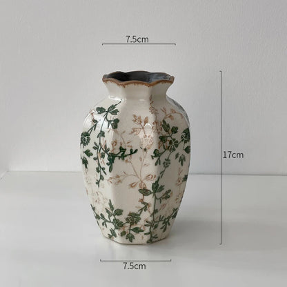 New Chinese ceramic vase dried flower water flower arrangement retro living room entrance decoration ornament small and fresh