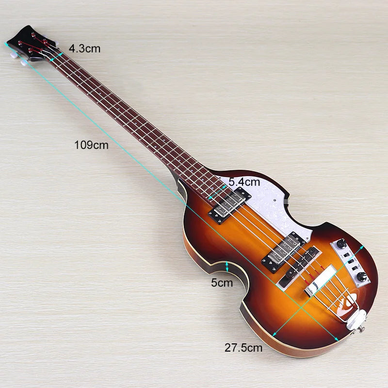 Sunburst 4 Strings Violin Bass Guitar 41 Inch Violin Guitarra Flame Maple Body High Gloss Finish | Kimlud Professional...