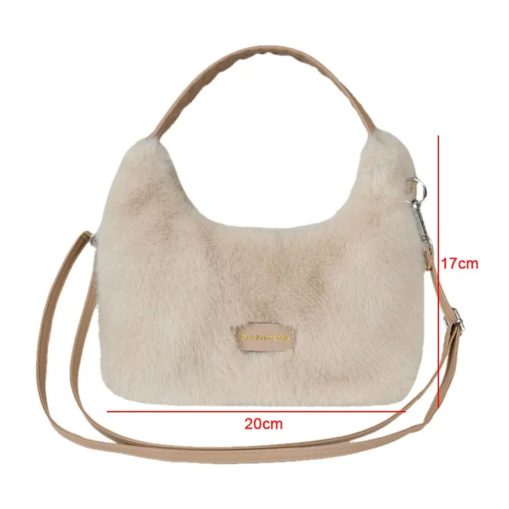 Luxury Faux Fur Ladies Shoulder Bag Soft Fluffy Female Crossbody Bag Solid Color Large Capacity Plush Tote Bag