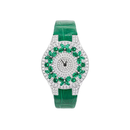 Luxury Brand Woman Watch Qualities Diamond Emerald Watches Ladies Leather Brcalaet Elegant Montre Femme watch for women - Kimlud