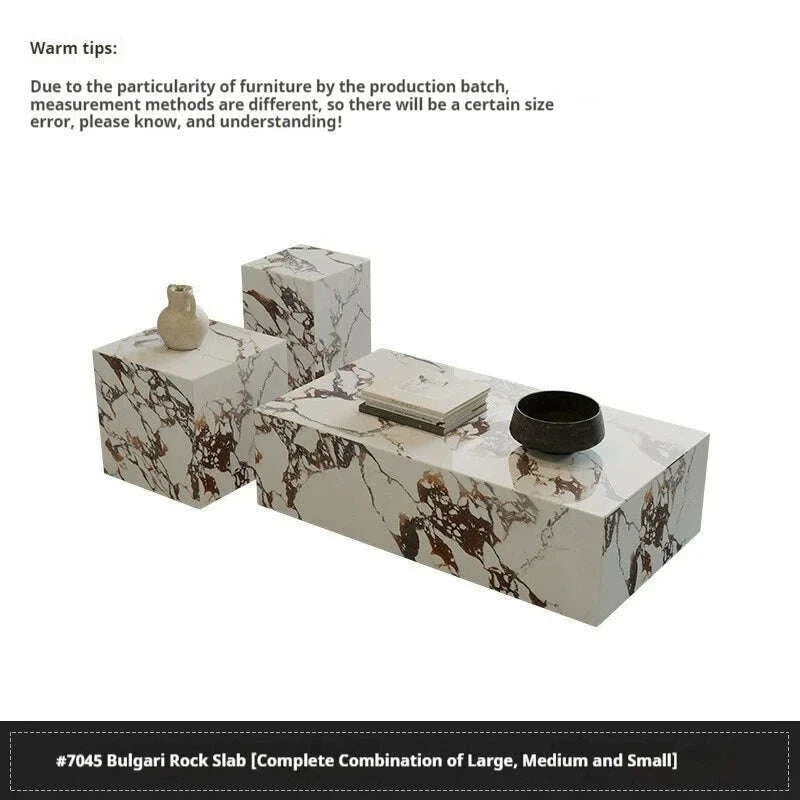 Luxury Stone Coffee Table, Nordic French Retro Design, Compact Corner Table Set for Small Space Living Room, High-End Side Table