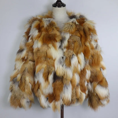 Women winter outdoor fashion real fox fur coat Natural warm fox fur jacket Female luxury 100% genuine fox fur overcoat