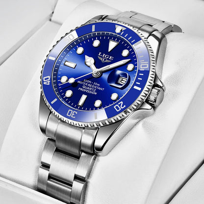 LIGE Top Brand Luxury Fashion Diver Watch Men 30ATM Waterproof Date Clock Sport Watches Mens Quartz Wristwatch Relogio Masculino
