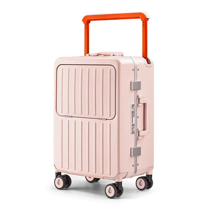 24-inch luggage with an aluminum frame, wide pull rod and front opening, as well as a high-value 20-inch travel suitcase (pull r