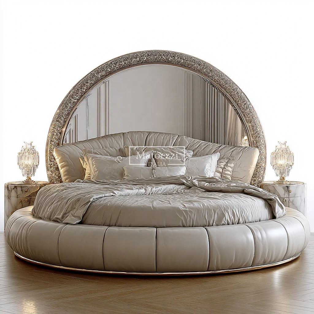 Luxury Crystal Tufted Bed Oversized Mirror Headboard Royal Baroque Velvet Upholstery for Home Hotel Elegant Bedroom Furniture - Kimlud