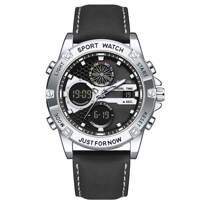 LIGE FOXBOX Fashion Electronic Watches for Men Leather Military Casual Sports Waterproof Dual Digital Display Quartz Chronograph - Kimlud