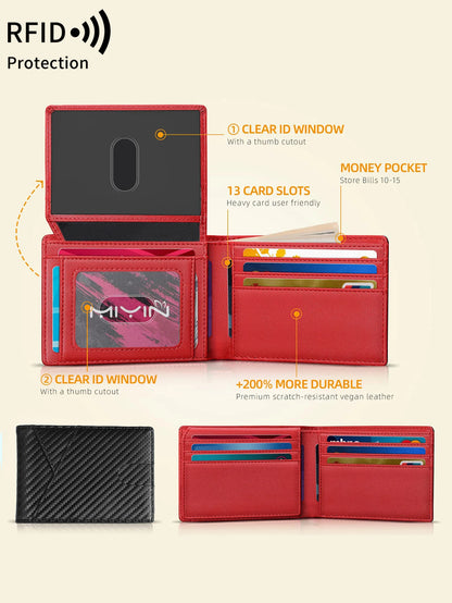 RFID Carbon Fiber Ultra-thin Trifold Wallet Simple Front Pocket Design Wallet Multi-function Portable 8 Card Slots Men's Wallet