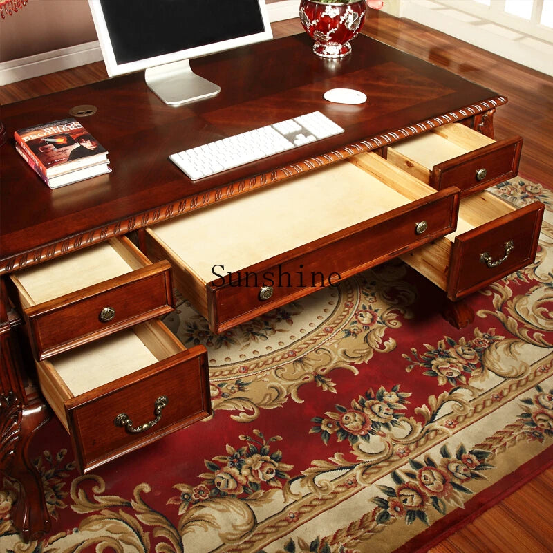 American solid wood desk home computer office rack combination writing desk chair - Kimlud