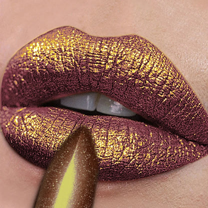 Matte Diamond Lipstick Waterproof Glitter Metallic High Lip Tint Pearlescent Pink Lip Makeup for Women Gift Cosmetic Lip Glaze