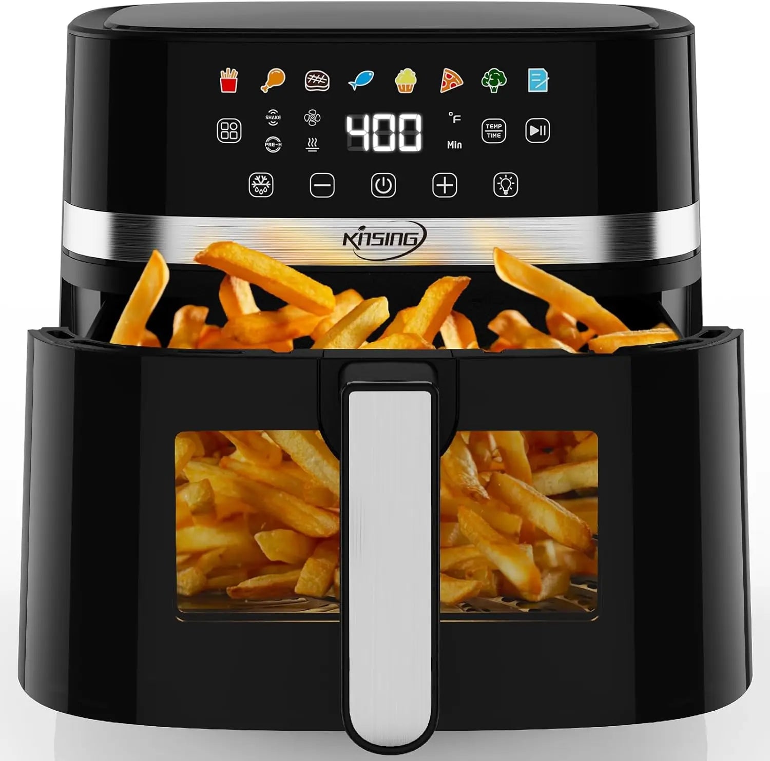 6.5 QT Air Fryer with Visible Window, LED Display, 400℉ Temp Control, Shake Reminder & Pre-heat Indicator